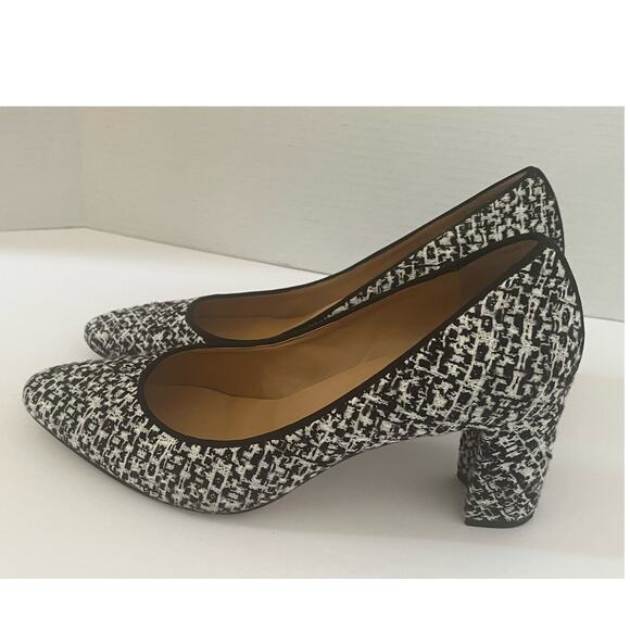 Womens Talbots Kelsey Shoes Black White Tweed Slip on Block Heels Pumps Size 9.5 - Picture 2 of 6